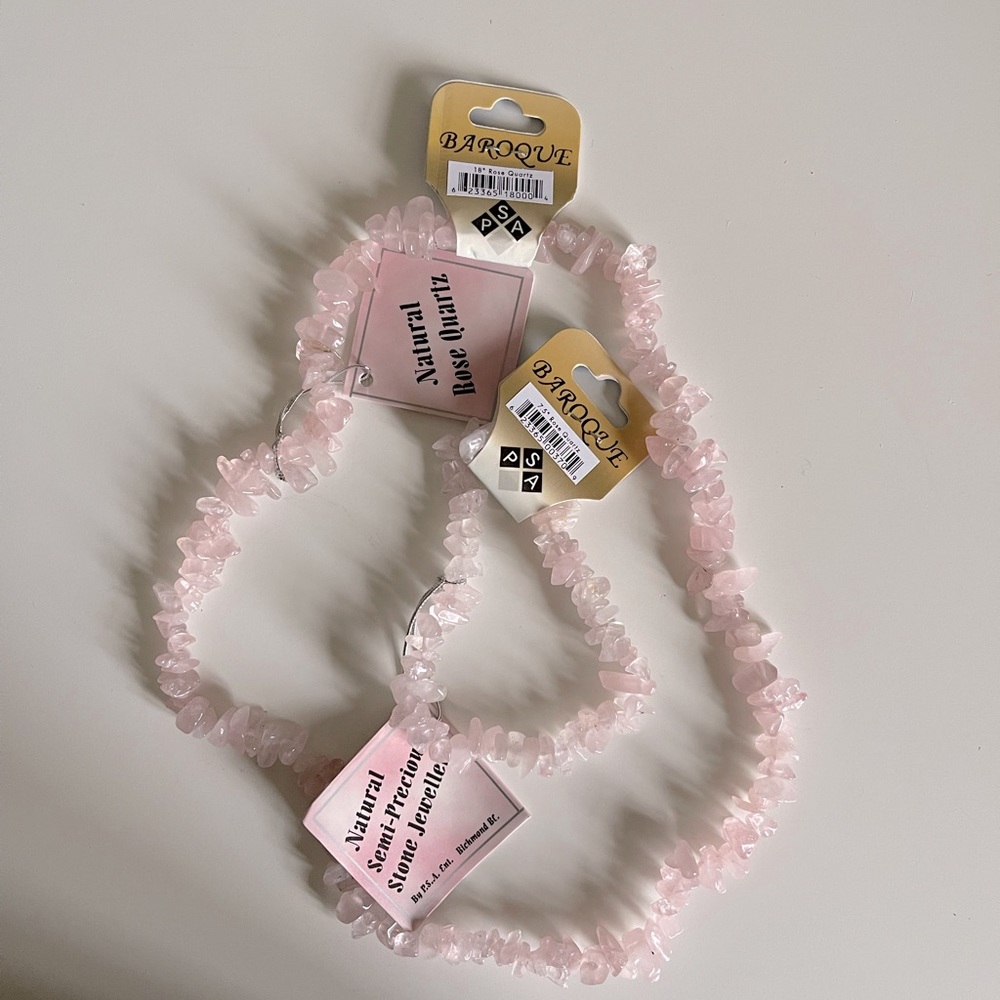 Rose quartz gemstone set bracelet and necklace NWT magnetic clasp